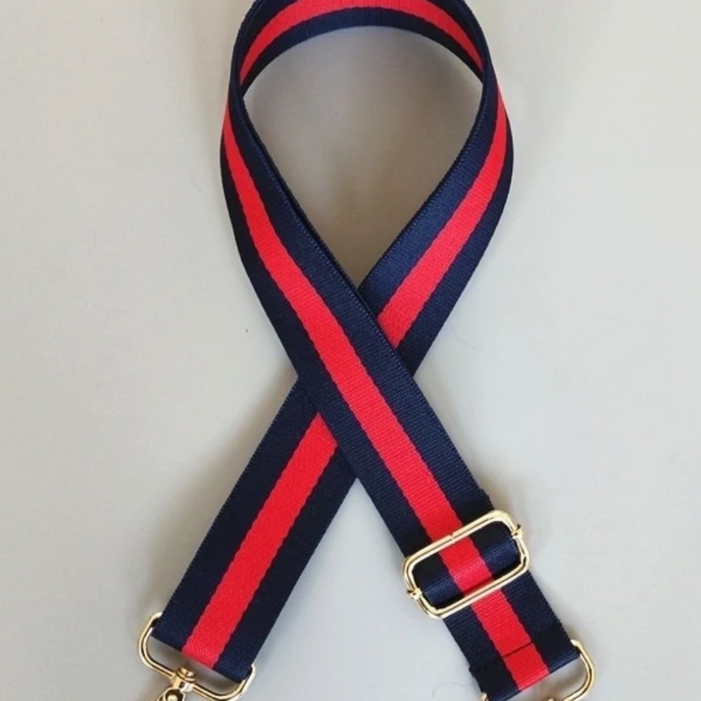 Replacement Web Navy/Red Strap For Designer Bags NWT